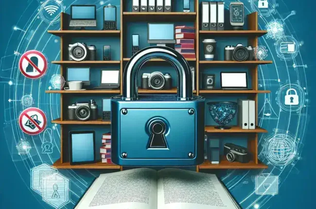 "Ilustrasi regulator teknologi yang memblokir aplikasi DeepSeek di toko aplikasi, menggambarkan isu pelanggaran hukum privasi di dunia digital."