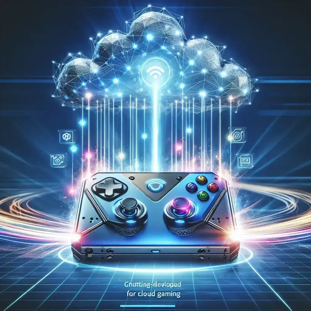 "Image of the new Sony PlayStation portable device showcasing a sleek design for cloud gaming, highlighting its features and potential for gamers, as discussed in the article 'Sony Kembangkan PlayStation Portabel Baru Berbasis Cloud Gaming'."